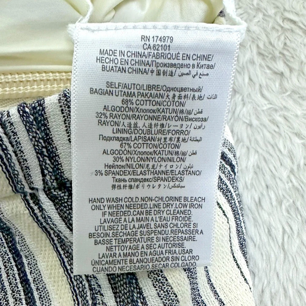 BCBGMAXAZRIA Women's XS Boho Flowy‎ Striped Tie Front Midi Skirt Resort Vacation